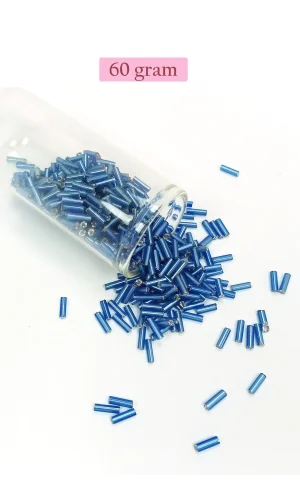 Uzun Boru Kesme Boncuk Çap 2mm Uzunluk 10 mm - 60 Gram - Mavi - BNC281