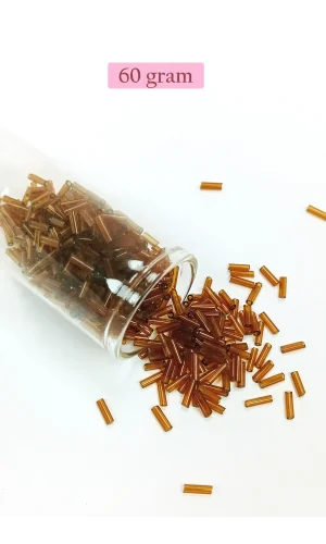Uzun Boru Kesme Boncuk Çap 2mm Uzunluk 10 mm - 60 Gram - Şeffaf Kahverengi - BNC285