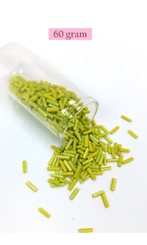 Uzun Boru Kesme Boncuk Çap 2mm Uzunluk 10 mm - 60 Gram - Yeşil - BNC282