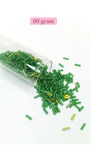 Uzun Boru Kesme Boncuk Çap 2mm Uzunluk 10 mm - 60 Gram - Yeşil - BNC295