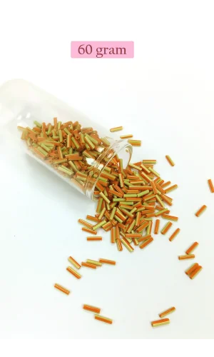 Uzun Boru Kesme Boncuk Çap 2mm Uzunluk 10 mm - 60 Gram - Yeşil Turuncu - BNC300