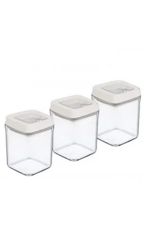 Vakumlu Erzak Kavanozu Kare 3lü Set Royaleks-OKY-234
