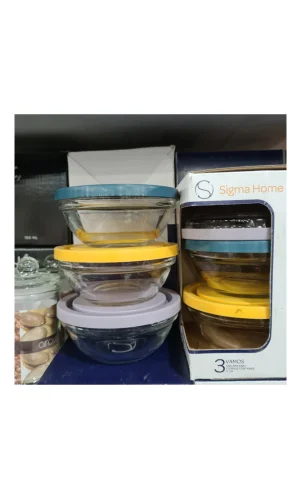 Vamos 3 lü Kapaklı Cam Saklama Kabı Sgm08779 Gb3