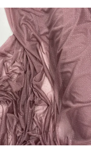 Yağmur Damlası Simli Abiye Elbise Şallık Tül Kumaş Koyu Gül Kurusu 36