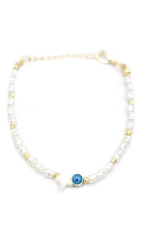 Yıldız İnci Bileklik - Beyaz