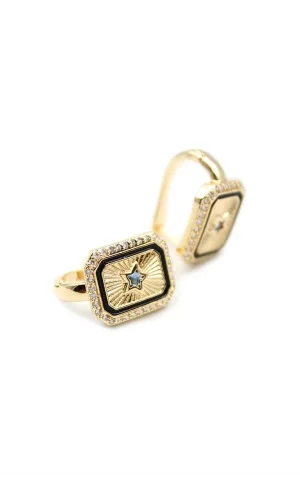 Yıldız Taşlı Küpe - Mavi