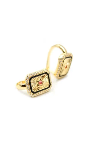 Yıldız Taşlı Küpe - Pembe