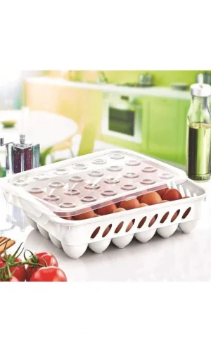 Yumurta Kapalı Saklama Kabı 24lü Beyaz