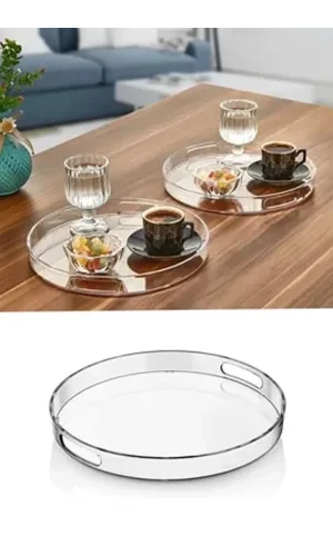 Yuvarlak Tepsi Füme Şeffaf Royaleks-82930