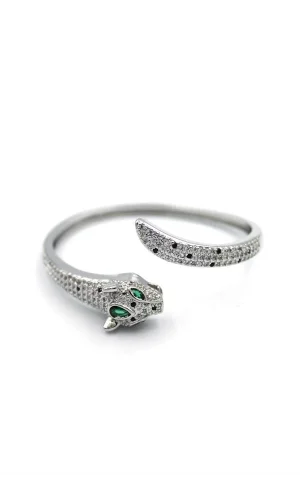 Zirkon Leopar Bilezik - Gümüş