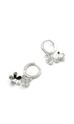 Zirkon Taşlı Çiçek Küpe - Gümüş