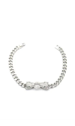 Zirkon Taşlı Leopar Bileklik - Gümüş