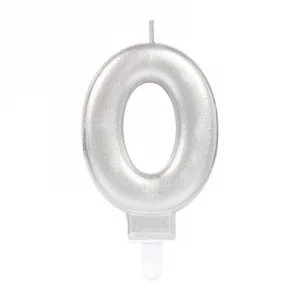 0 Rakam Mum Gümüş Renk