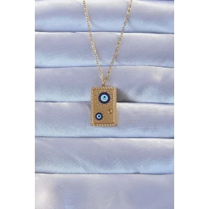 316L Altın Renk İşlemeli Nazarlı Vintage Kolye