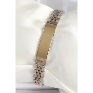 316L Çelik Gold Gümüş Renk Kalın Zincir Künye Model Erkek Bileklik