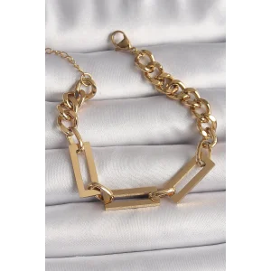 316L Çelik Gold Renk 2Li Zincir Model Kadın Bileklik