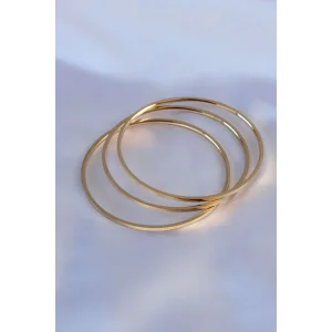 316L Çelik Gold Renk 3lü Ajda Model Kadın 60 mm Bilezik