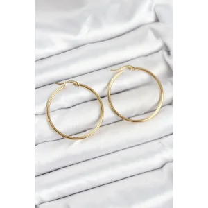 316L Çelik Gold Renk 35 mm Halka Kadın Küpe