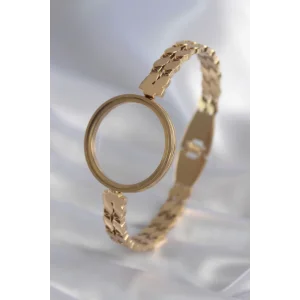 316L Çelik Gold Renk Arpa İşleme Açılabilir Fanus Model Kadın Kelepçe