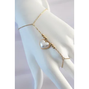 316L Çelik Gold Renk Beyaz Bubble Kalp Tasarımlı Şahmeran