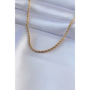 316L Çelik Gold Renk Burgu Model 45 cm Kadın Kolye