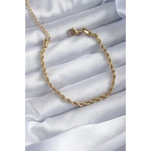 316L Çelik Gold Renk Burgu Zincir Model Kadın Bileklik