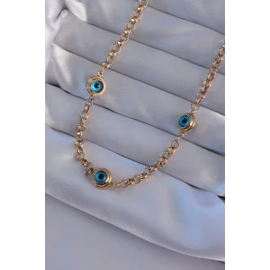 316L Çelik Gold Renk Nazar Boncuk Model Kolye