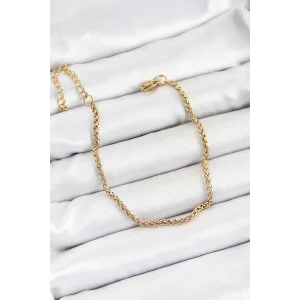 316L Çelik Gold Renk Örgü Burgu Zincir Erkek Bileklik