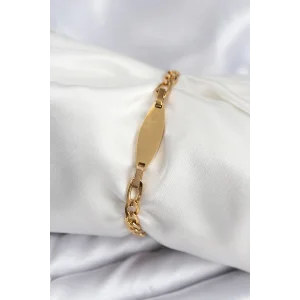 316L Çelik Gold Renk Oval Yazı Yazmaya Uygun Kadın Bileklik