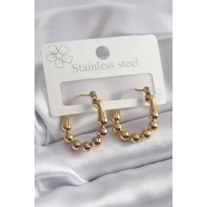 316L Çelik Gold Renk Topçuk Halka Model Kadın Küpe