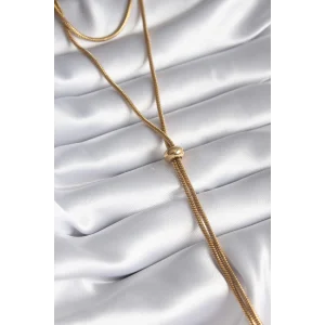 316L Çelik Gold Renk Tüp Zincir Asansör Model Kadın Kolye
