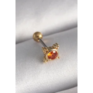 316L Çelik Gold Renk Turuncu Zirkon Taşlı Tragus Piercing