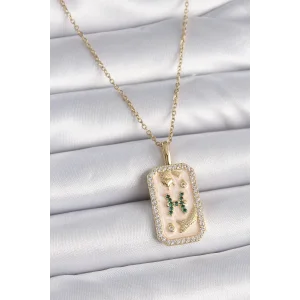 316L Çelik Gold Renk Zincir Balık Burcu Zirkon Taşlı Kadın Kolye