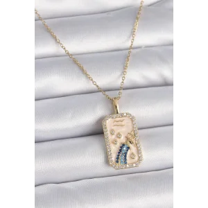 316L Çelik Gold Renk Zincir Kova Burcu Zirkon Taşlı Kadın Kolye