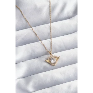 316L Çelik Gold Renk Zincir Zirkon Taşlı Kalp Model Kadın Kolye