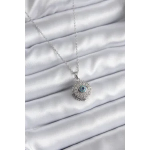 316L Çelik Gold Renk Zirkon Taşlı Göz Model Kadın Kolye