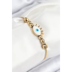 316L Çelik Göz Charm Model Gold Renk Kadın Bileklik