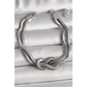 316L Çelik Gümüş Renk Düğüm Model Kadın Bileklik