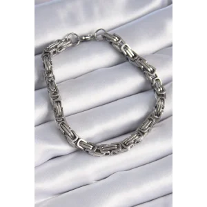 316L Çelik Gümüş Renk Kral Zincir Model Erkek Bileklik