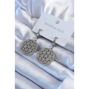 316L Çelik Gümüş Renk Lotus Model Kadın Küpe