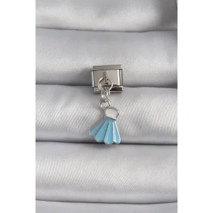 316L Çelik Gümüş Renk Mavi Renk Sallantı Elbise Model Nomination Charm