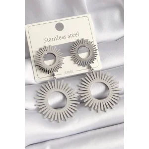 316L Çelik Gümüş Renk Sallantı Güneş Model Kadın Küpe