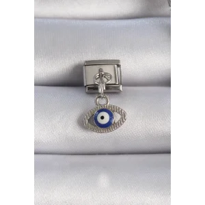316L Çelik Gümüş Renk Sallantılı Göz Figür Nazar Boncuk Detay Nomination Charm