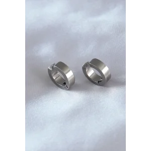 316L Çelik Gümüş Renk Sıkıştırmalı Erkek Küpe