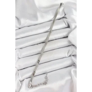 316L Çelik Gümüş Renk Yassı Zincir Model Kadın Bileklik