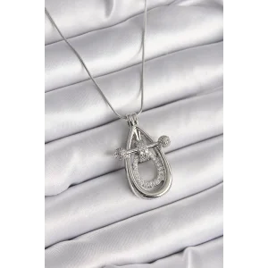 316L Çelik Gümüş Renk Zirkon Taşlı Damla Model Kadın Kolye