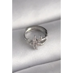 316L Çelik Gümüş Renk Zirkon Taşlı Deniz Yıldızı Model Tragus Piercing