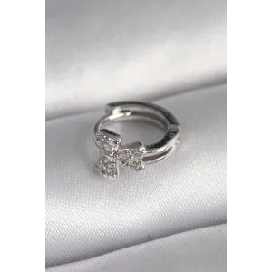 316L Çelik Gümüş Renk Zirkon Taşlı Kurdele Model Tragus Piercing