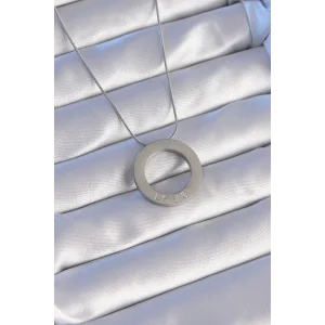 316L Çelik Gümüş Renk Zirkon Taşlı Model Kolye