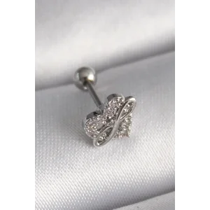 316L Çelik Gümüş Renk Zirkon Taşlı Sonsuzluk Detay Tragus Piercing